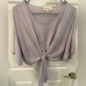 Francesca's Collections Lavender Tie Waist Blouse